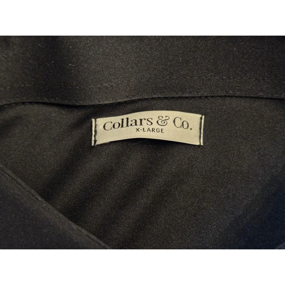 Collars & Co Dress Collar Polo Shirt Mens XL Black Short Sleeve Stretch Golf - Picture 4 of 9